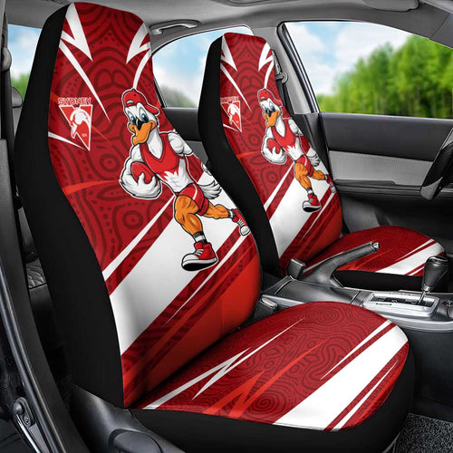 Sydney Swans Australian Football Car Seat Cover Swans Mascot Art With Indigenous Pattern Art