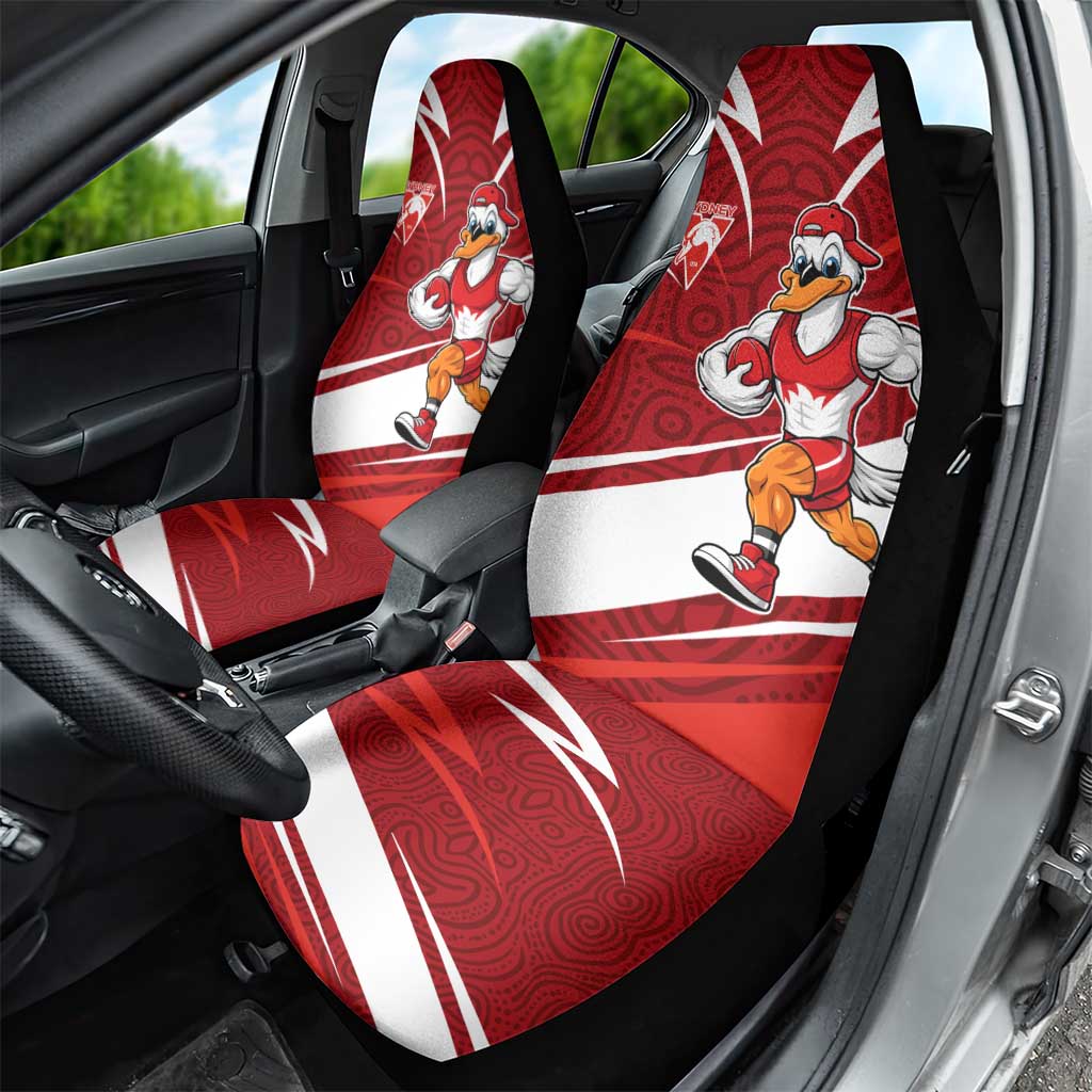 Sydney Swans Australian Football Car Seat Cover Swans Mascot Art With Indigenous Pattern Art