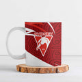 Sydney Swans Australian Football Ceramic Mug Swans Mascot Art With Indigenous Pattern Art