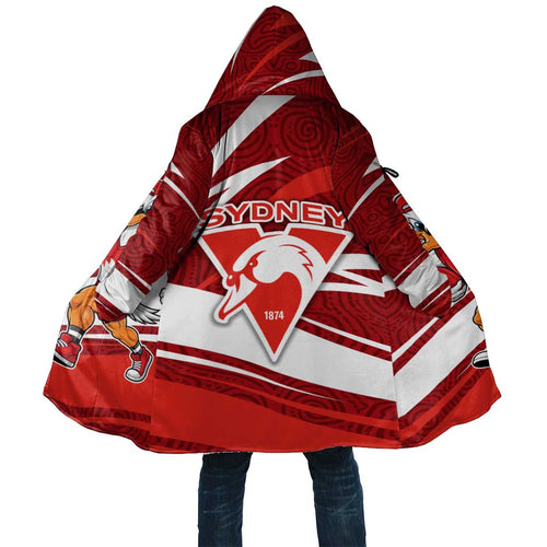 Sydney Swans Australian Football Cloak Swans Mascot Art With Indigenous Pattern Art