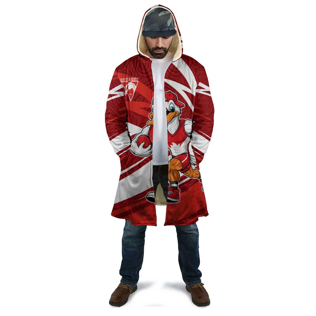 Sydney Swans Australian Football Cloak Swans Mascot Art With Indigenous Pattern Art