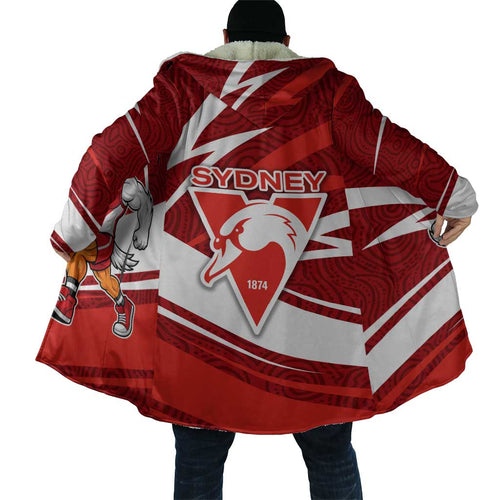 Sydney Swans Australian Football Cloak Swans Mascot Art With Indigenous Pattern Art