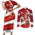 Sydney Swans Australian Football Couples Matching Short Sleeve Bodycon Dress and Long Sleeve Button Shirt Swans Mascot Art With Indigenous Pattern Art