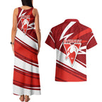 Sydney Swans Australian Football Couples Matching Tank Maxi Dress and Hawaiian Shirt Swans Mascot Art With Indigenous Pattern Art