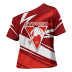 Sydney Swans Australian Football Cross Shoulder Shirt Swans Mascot Art With Indigenous Pattern Art