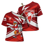 Sydney Swans Australian Football Cross Shoulder Shirt Swans Mascot Art With Indigenous Pattern Art