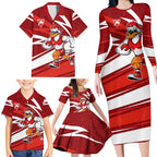 Sydney Swans Australian Football Family Matching Long Sleeve Bodycon Dress and Hawaiian Shirt Swans Mascot Art With Indigenous Pattern Art