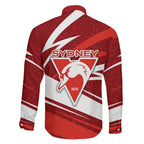 Sydney Swans Australian Football Family Matching Long Sleeve Bodycon Dress and Hawaiian Shirt Swans Mascot Art With Indigenous Pattern Art
