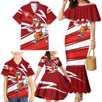 Sydney Swans Australian Football Family Matching Mermaid Dress and Hawaiian Shirt Swans Mascot Art With Indigenous Pattern Art