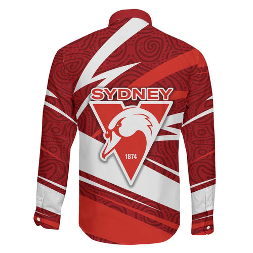 Sydney Swans Australian Football Family Matching Mermaid Dress and Hawaiian Shirt Swans Mascot Art With Indigenous Pattern Art