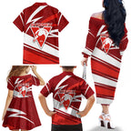 Sydney Swans Australian Football Family Matching Off The Shoulder Long Sleeve Dress and Hawaiian Shirt Swans Mascot Art With Indigenous Pattern Art