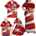 Sydney Swans Australian Football Family Matching Off Shoulder Maxi Dress and Hawaiian Shirt Swans Mascot Art With Indigenous Pattern Art