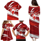 Sydney Swans Australian Football Family Matching Puletasi and Hawaiian Shirt Swans Mascot Art With Indigenous Pattern Art