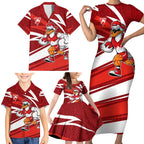 Sydney Swans Australian Football Family Matching Short Sleeve Bodycon Dress and Hawaiian Shirt Swans Mascot Art With Indigenous Pattern Art