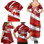 Sydney Swans Australian Football Family Matching Summer Maxi Dress and Hawaiian Shirt Swans Mascot Art With Indigenous Pattern Art