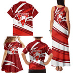 Sydney Swans Australian Football Family Matching Tank Maxi Dress and Hawaiian Shirt Swans Mascot Art With Indigenous Pattern Art