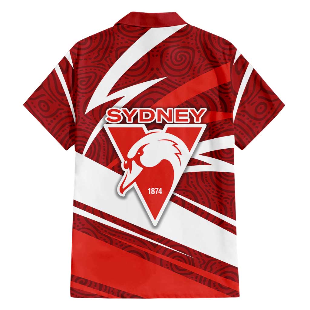 Sydney Swans Australian Football Family Matching Tank Maxi Dress and Hawaiian Shirt Swans Mascot Art With Indigenous Pattern Art