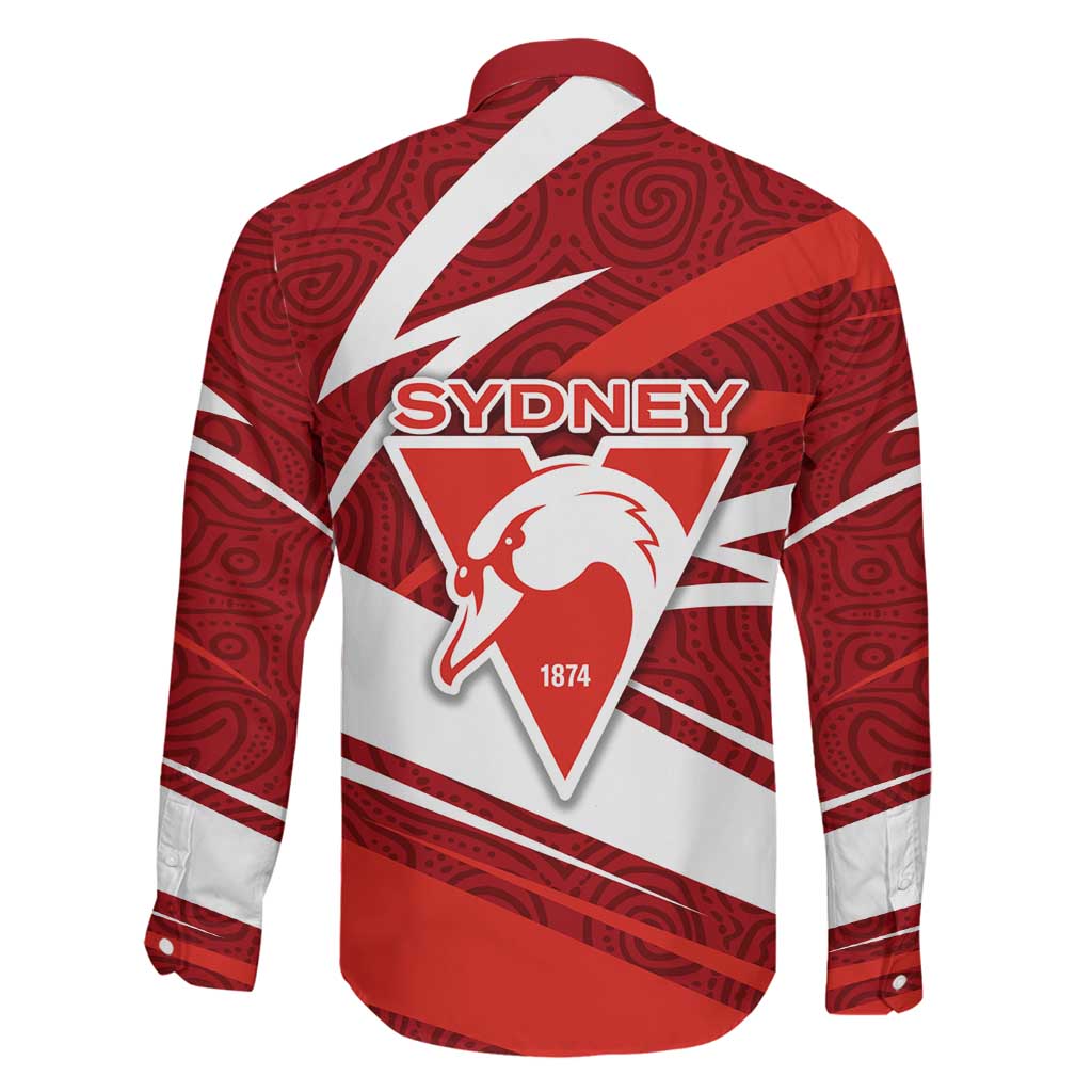 Sydney Swans Australian Football Family Matching Tank Maxi Dress and Hawaiian Shirt Swans Mascot Art With Indigenous Pattern Art