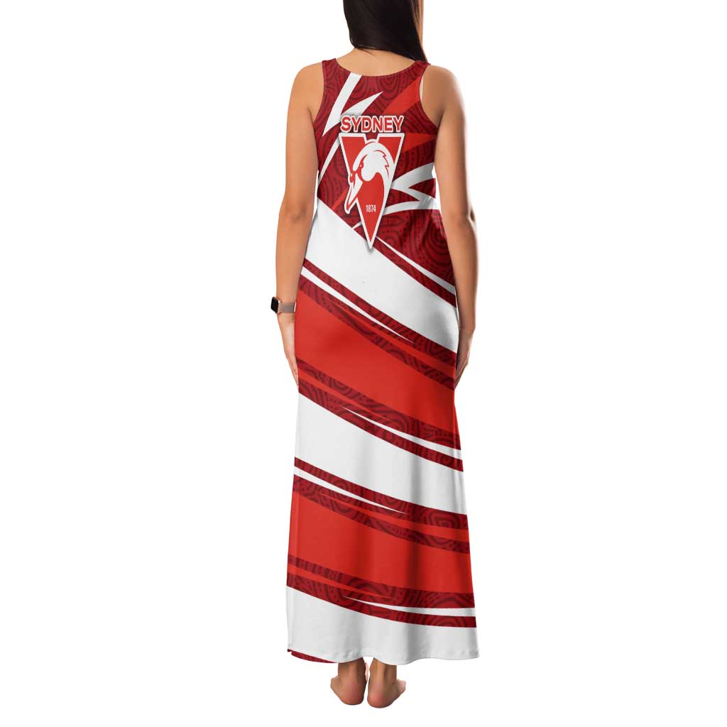 Sydney Swans Australian Football Family Matching Tank Maxi Dress and Hawaiian Shirt Swans Mascot Art With Indigenous Pattern Art