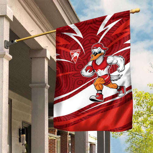 Sydney Swans Australian Football Garden Flag Swans Mascot Art With Indigenous Pattern Art