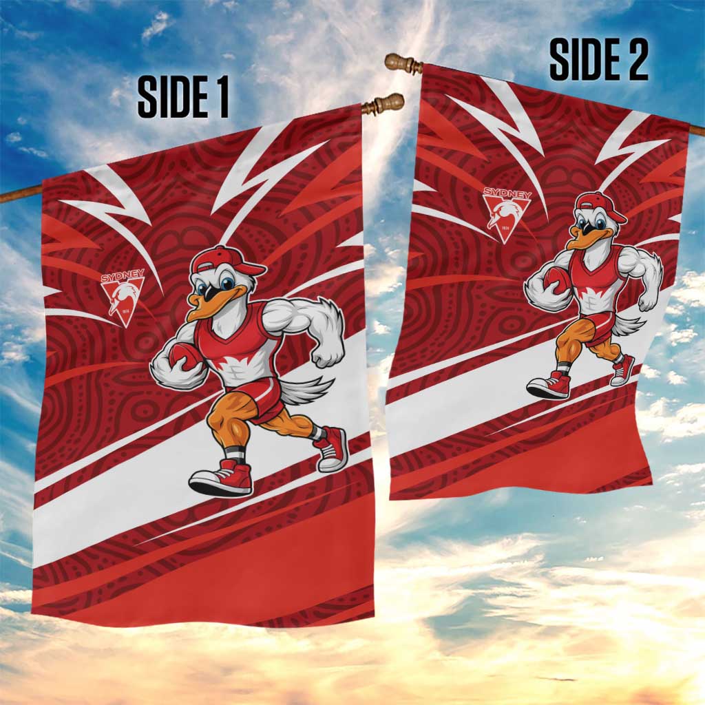 Sydney Swans Australian Football Garden Flag Swans Mascot Art With Indigenous Pattern Art