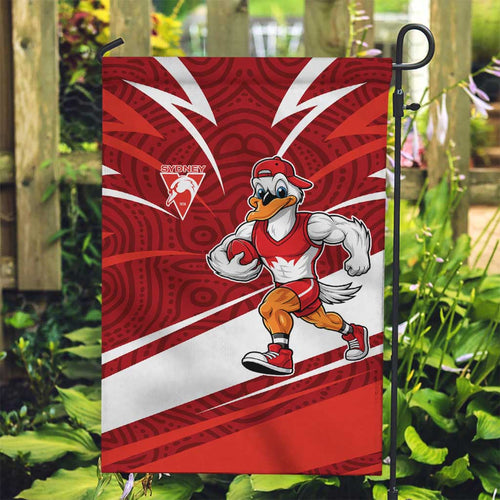 Sydney Swans Australian Football Garden Flag Swans Mascot Art With Indigenous Pattern Art