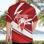 Sydney Swans Australian Football Hawaiian Shirt Swans Mascot Art With Indigenous Pattern Art