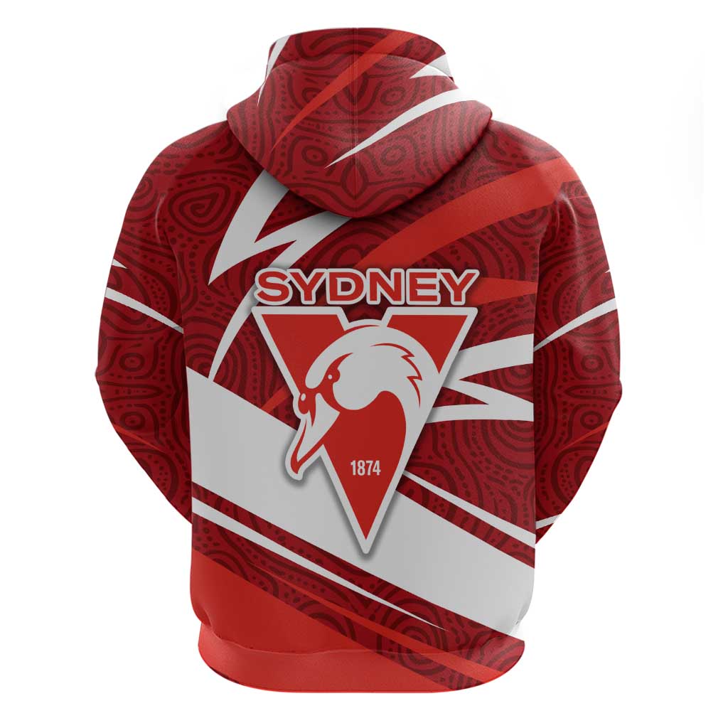 Sydney Swans Australian Football Hoodie Swans Mascot Art With Indigenous Pattern Art