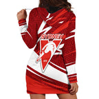 Sydney Swans Australian Football Hoodie Dress Swans Mascot Art With Indigenous Pattern Art
