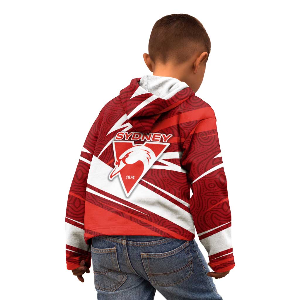 Sydney Swans Australian Football Kid Hoodie Swans Mascot Art With Indigenous Pattern Art