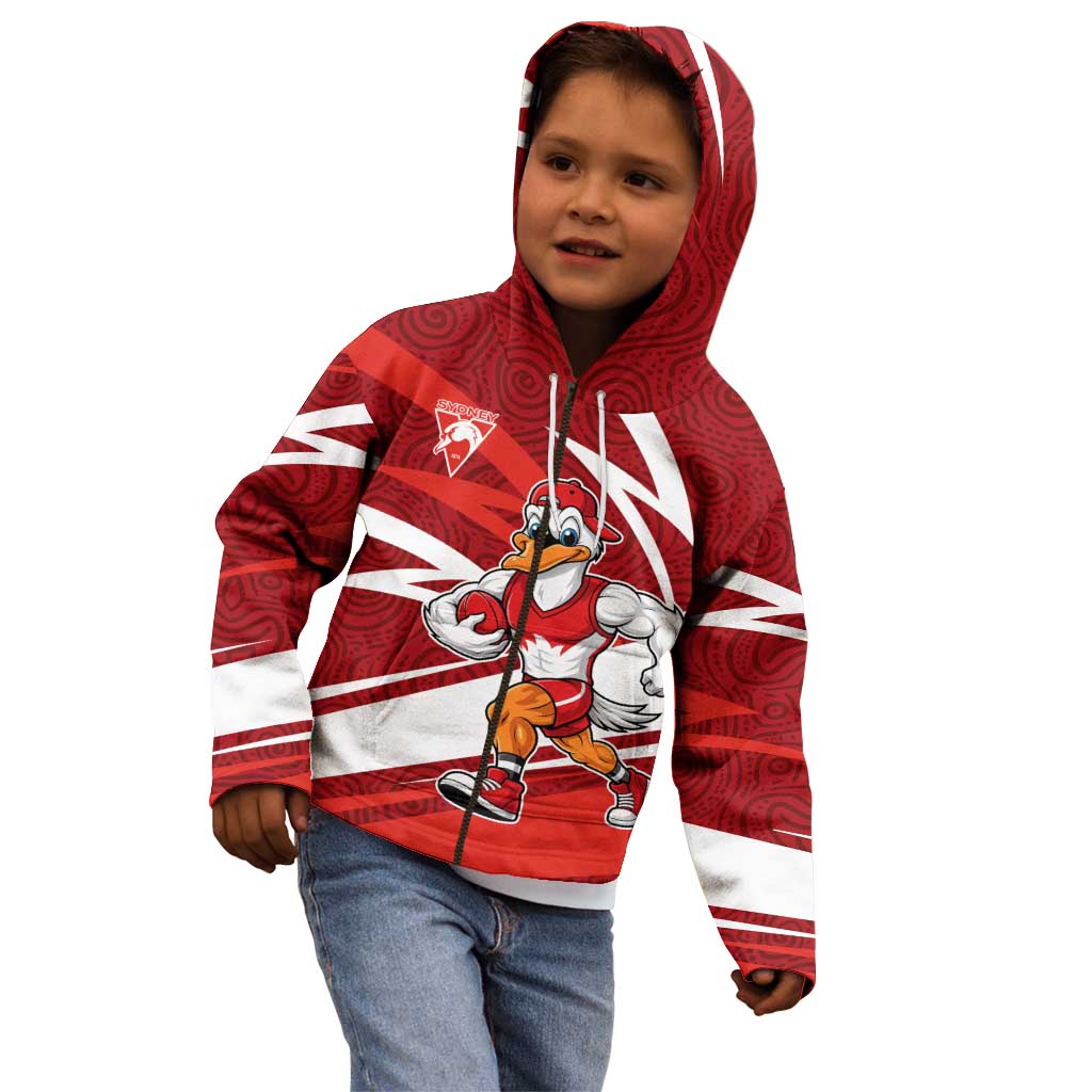 Sydney Swans Australian Football Kid Hoodie Swans Mascot Art With Indigenous Pattern Art