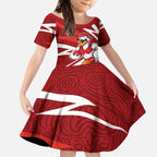 Sydney Swans Australian Football Kid Short Sleeve Dress Swans Mascot Art With Indigenous Pattern Art
