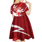 Sydney Swans Australian Football Kid Short Sleeve Dress Swans Mascot Art With Indigenous Pattern Art