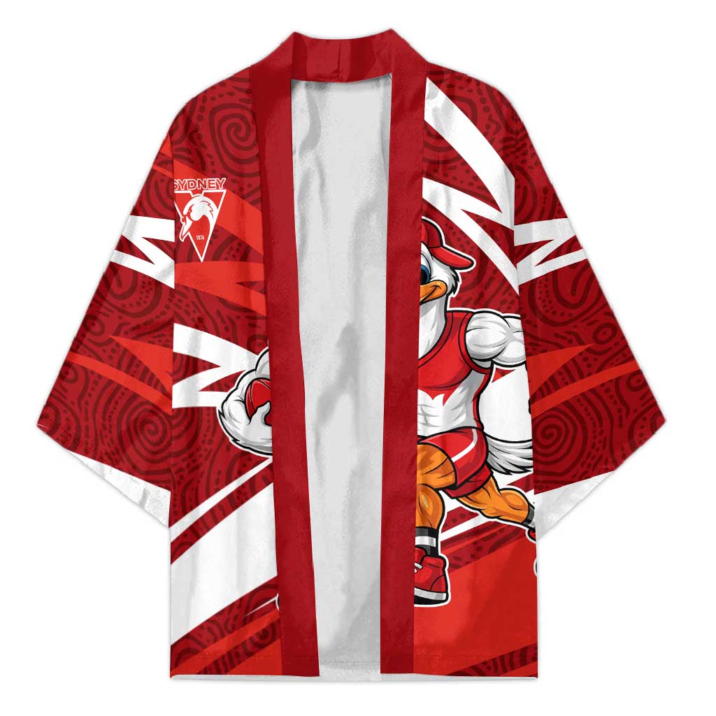 Sydney Swans Australian Football Kimono Swans Mascot Art With Indigenous Pattern Art