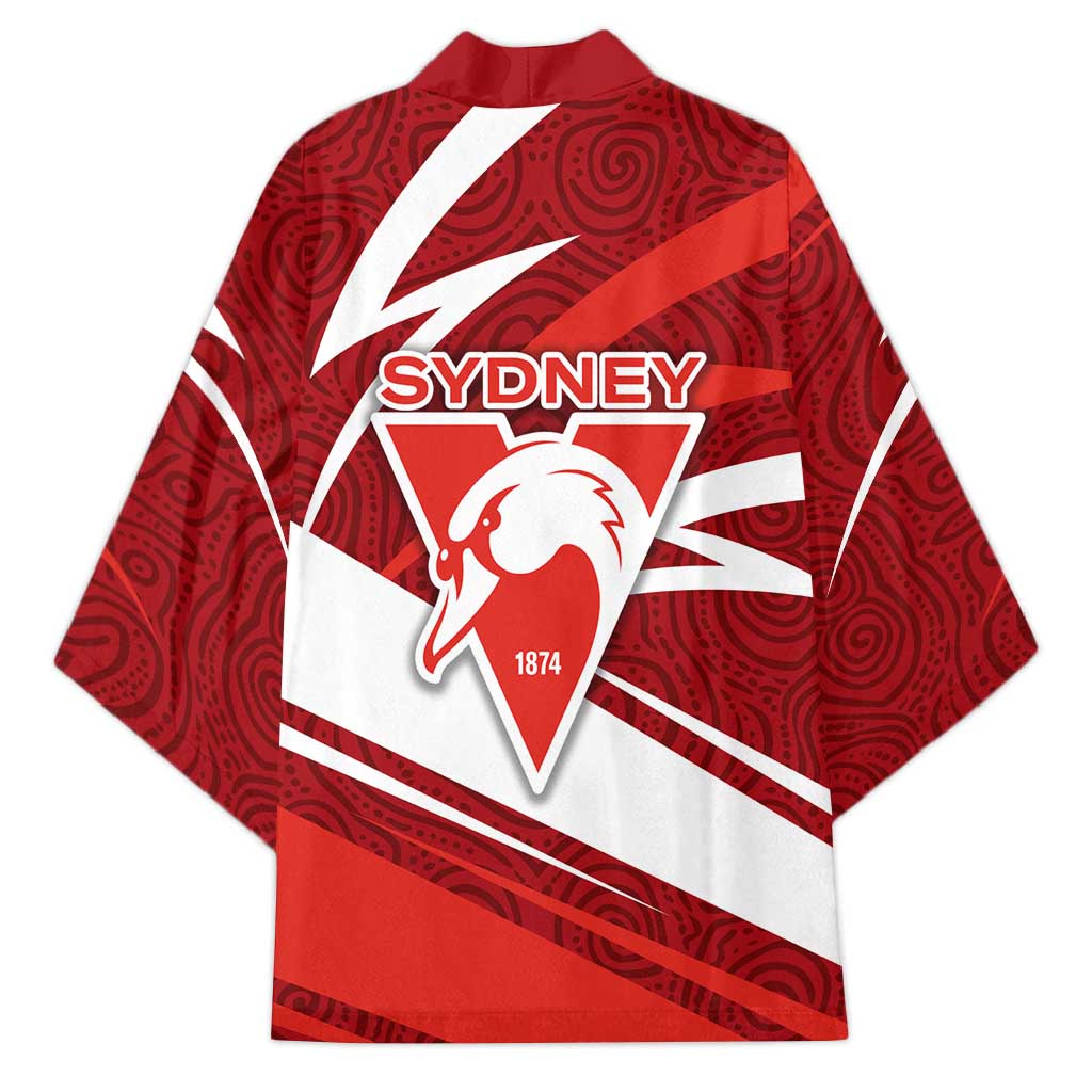 Sydney Swans Australian Football Kimono Swans Mascot Art With Indigenous Pattern Art