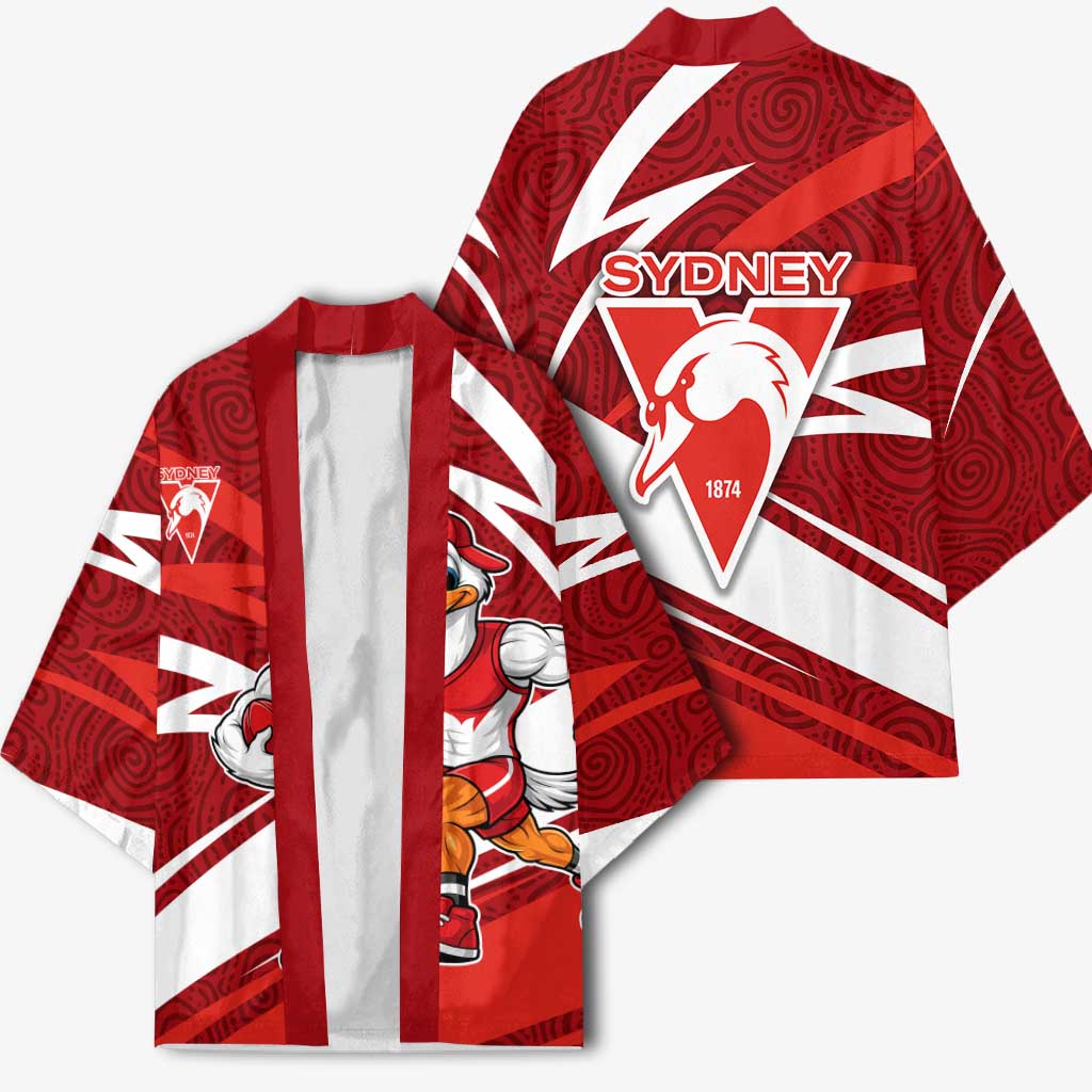 Sydney Swans Australian Football Kimono Swans Mascot Art With Indigenous Pattern Art