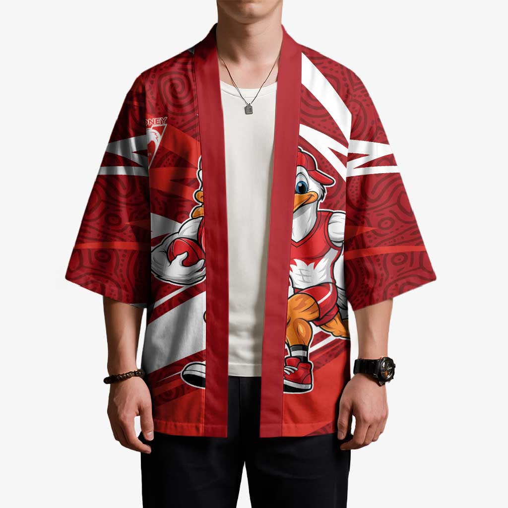 Sydney Swans Australian Football Kimono Swans Mascot Art With Indigenous Pattern Art