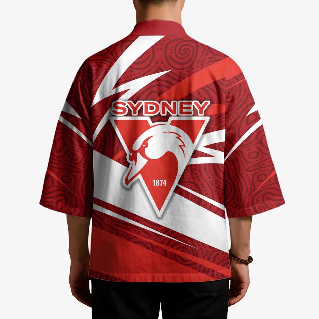 Sydney Swans Australian Football Kimono Swans Mascot Art With Indigenous Pattern Art