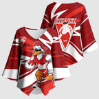 Sydney Swans Australian Football Kimono Sleeve Blouse Swans Mascot Art With Indigenous Pattern Art