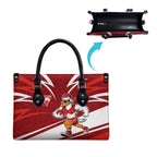 Sydney Swans Australian Football Leather Bag Swans Mascot Art With Indigenous Pattern Art