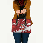 Sydney Swans Australian Football Leather Bag Swans Mascot Art With Indigenous Pattern Art