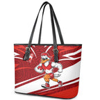 Sydney Swans Australian Football Leather Tote Bag Swans Mascot Art With Indigenous Pattern Art