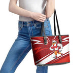 Sydney Swans Australian Football Leather Tote Bag Swans Mascot Art With Indigenous Pattern Art