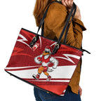 Sydney Swans Australian Football Leather Tote Bag Swans Mascot Art With Indigenous Pattern Art
