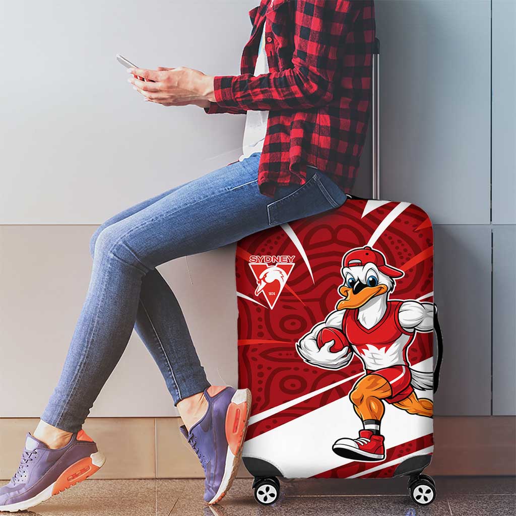 Sydney Swans Australian Football Luggage Cover Swans Mascot Art With Indigenous Pattern Art