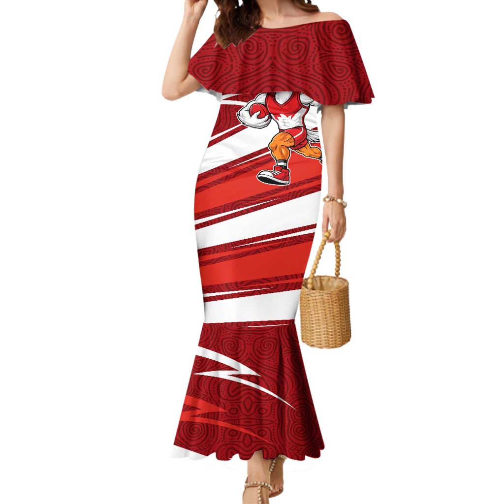 Sydney Swans Australian Football Mermaid Dress Swans Mascot Art With Indigenous Pattern Art