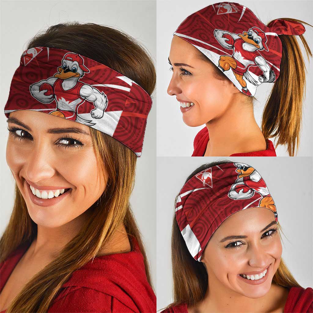Sydney Swans Australian Football Neck Gaiter Swans Mascot Art With Indigenous Pattern Art