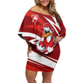 Sydney Swans Australian Football Off Shoulder Short Dress Swans Mascot Art With Indigenous Pattern Art