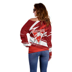 Sydney Swans Australian Football Off Shoulder Sweater Swans Mascot Art With Indigenous Pattern Art