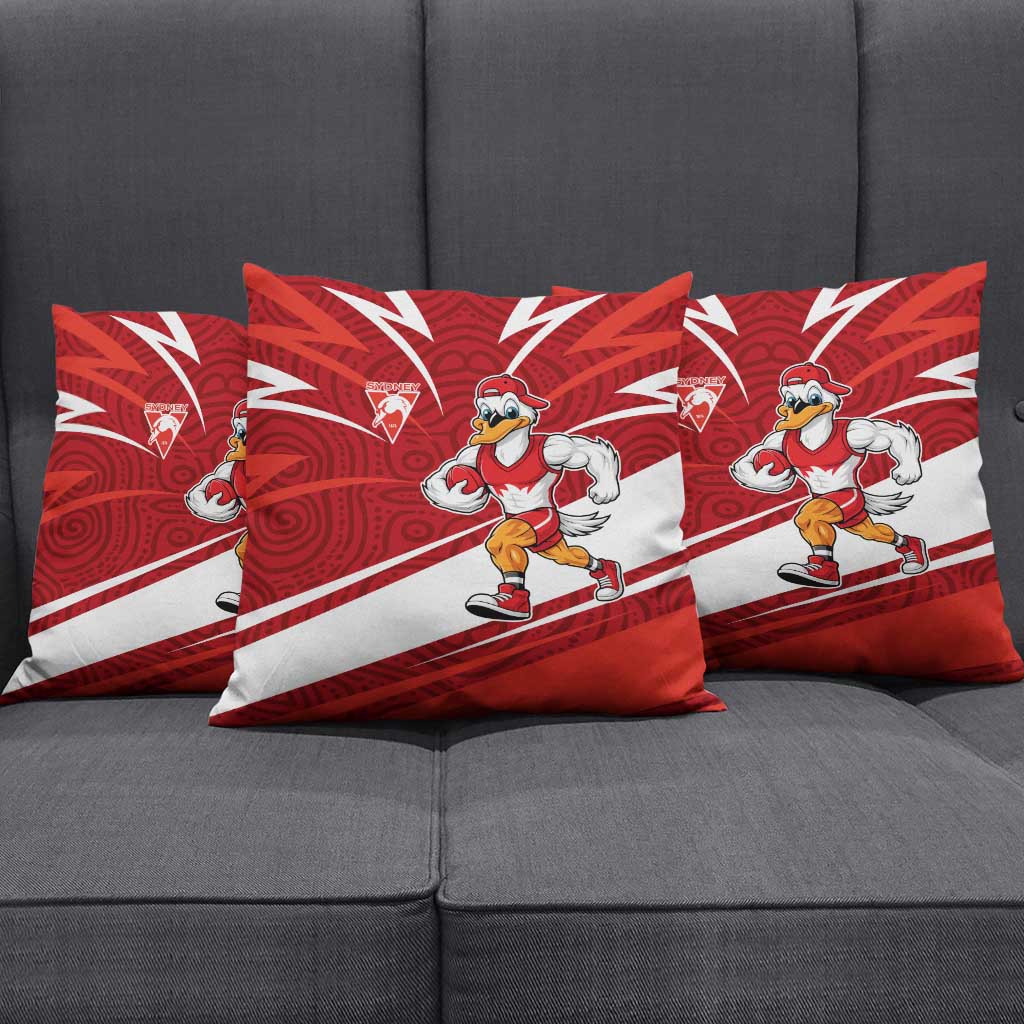 Sydney Swans Australian Football Pillow Cover Swans Mascot Art With Indigenous Pattern Art